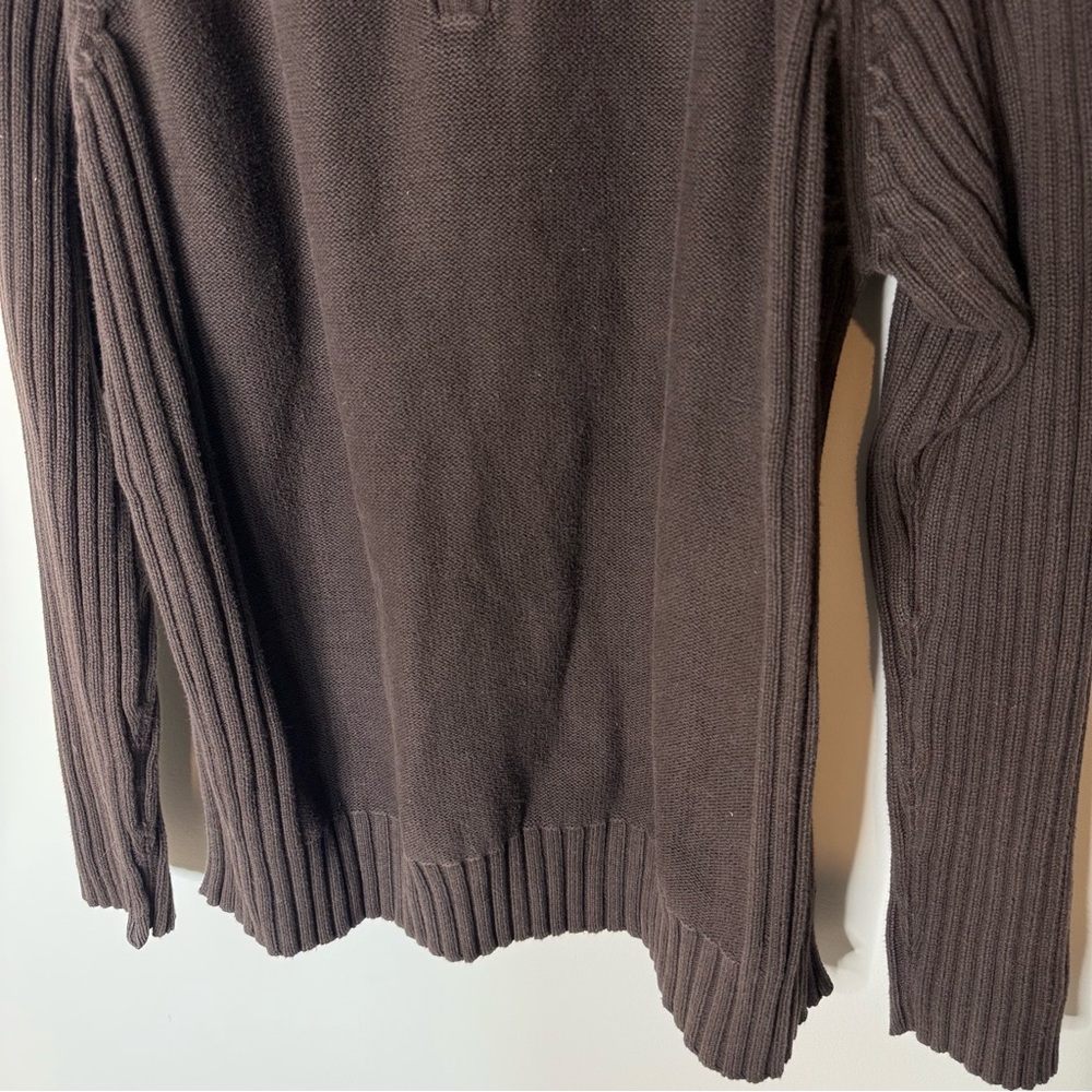 LEVI’S Men’s 1/4 Zipper Pullover Knit Sweater Ribbed Brown Mock Neck Size XL - Picture 7 of 14
